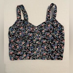 H&M floral button up crop top size 4